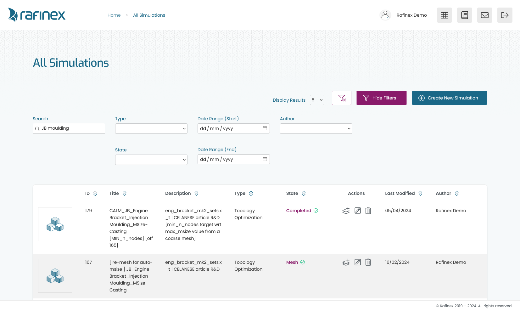 Möbius simulation dashboard
