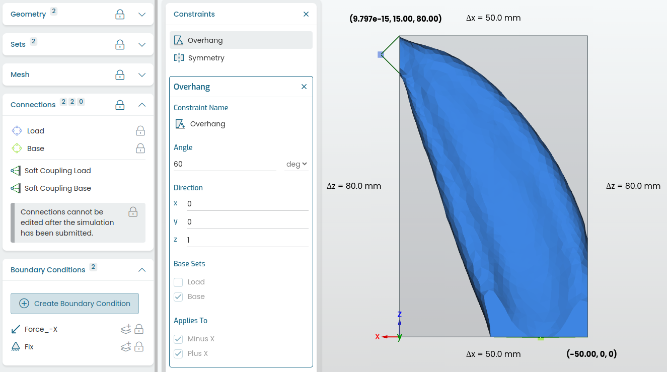 Overhang angle 60°